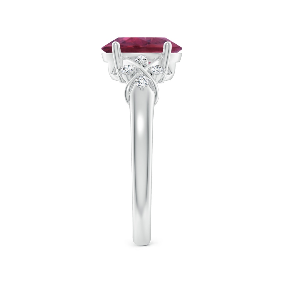 9x7mm AAAA Solitaire Oval Pink Tourmaline Criss Cross Ring with Diamonds in P950 Platinum side 299