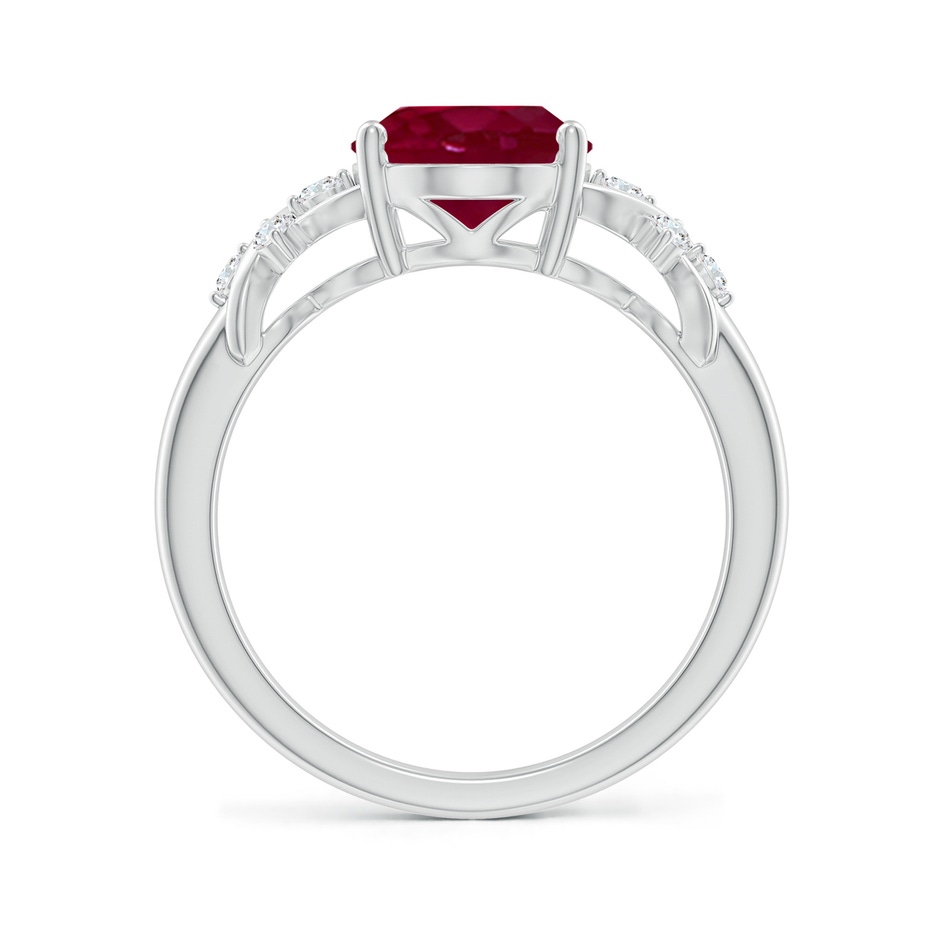 10x8mm A Solitaire Oval Ruby Criss Cross Ring with Diamonds in P950 Platinum side 199