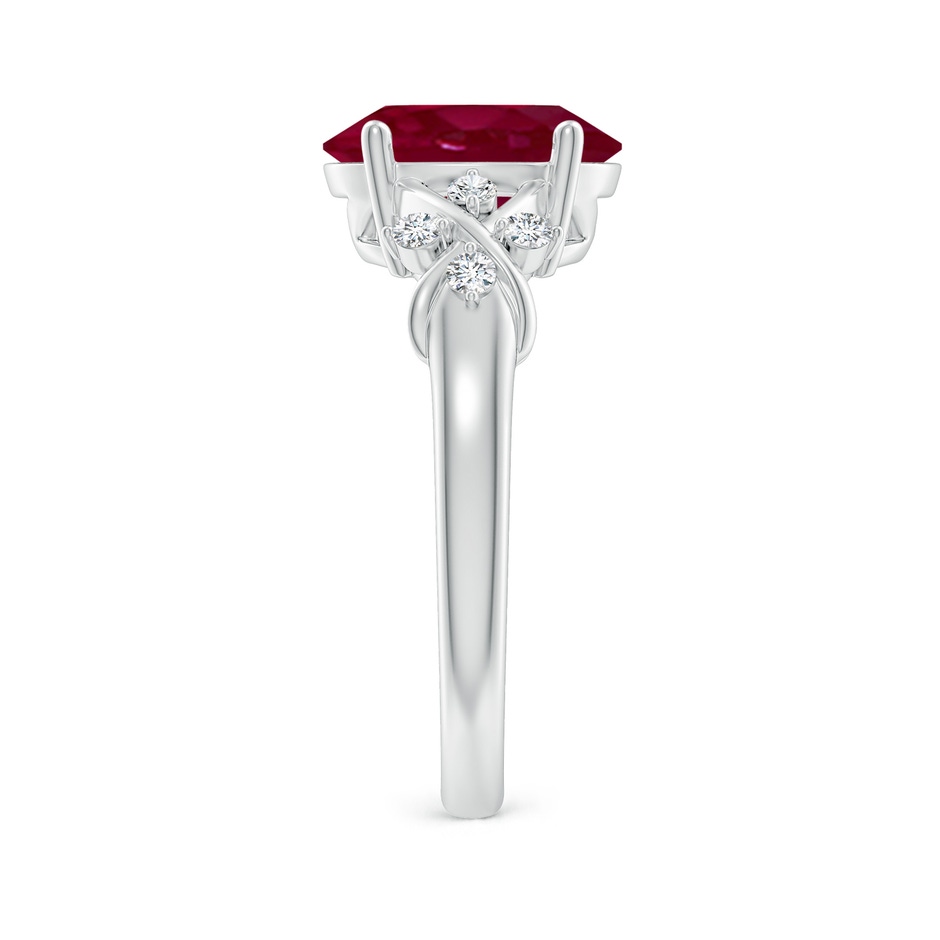 10x8mm A Solitaire Oval Ruby Criss Cross Ring with Diamonds in P950 Platinum side 299
