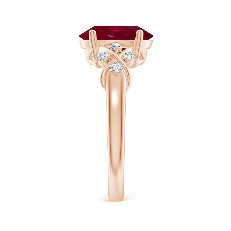 10x8mm A Solitaire Oval Ruby Criss Cross Ring with Diamonds in Rose Gold side 299