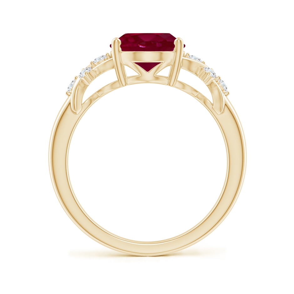 10x8mm A Solitaire Oval Ruby Criss Cross Ring with Diamonds in Yellow Gold side 199