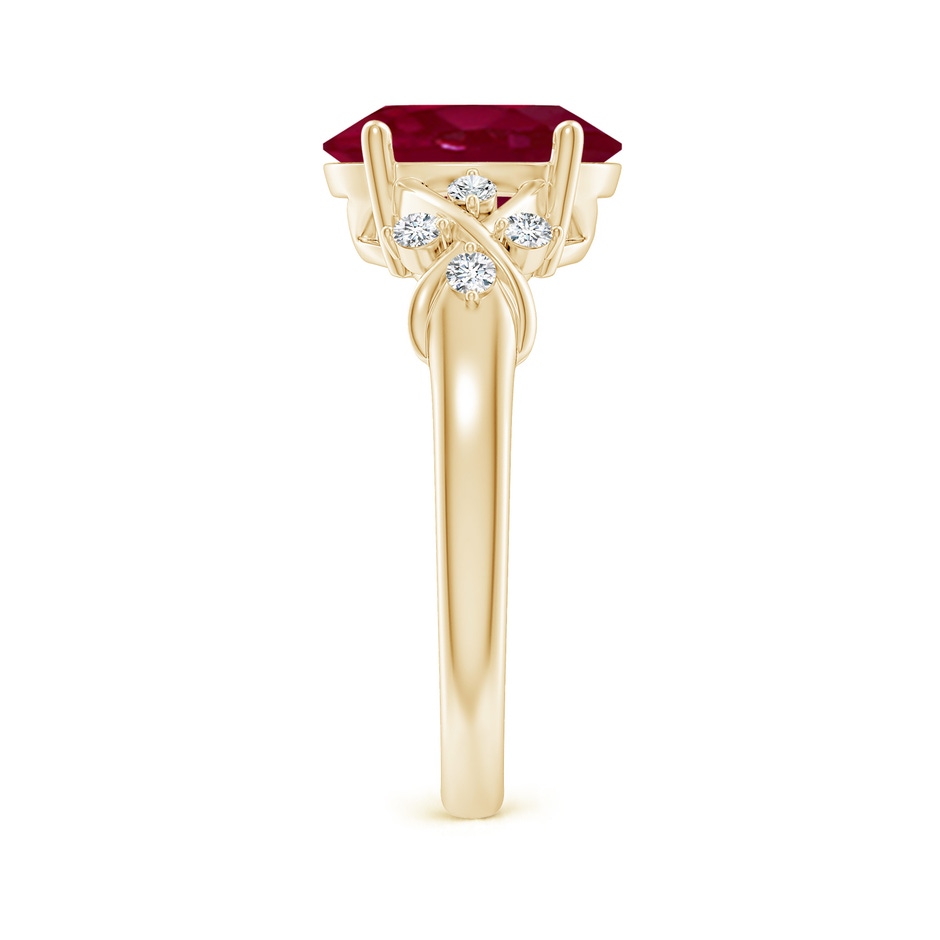10x8mm A Solitaire Oval Ruby Criss Cross Ring with Diamonds in Yellow Gold side 299