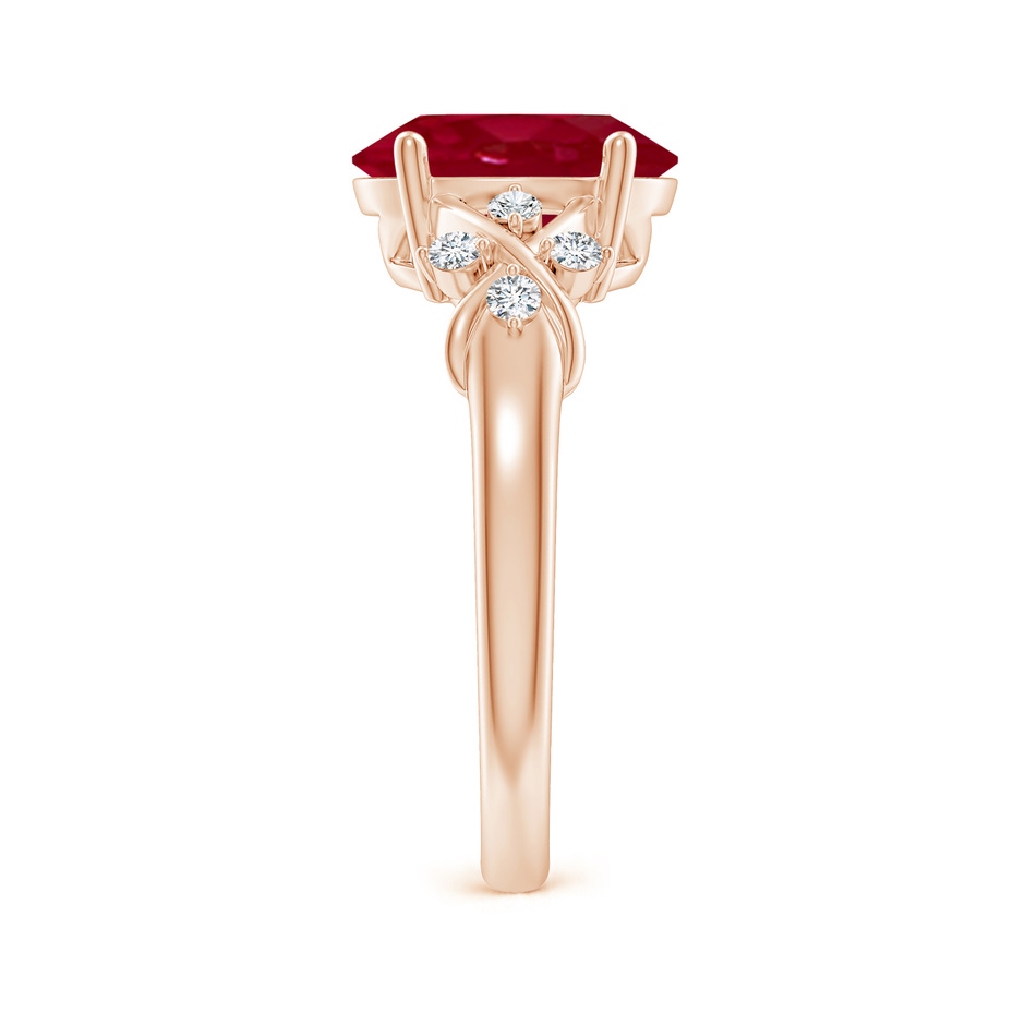 10x8mm AA Solitaire Oval Ruby Criss Cross Ring with Diamonds in Rose Gold side 299