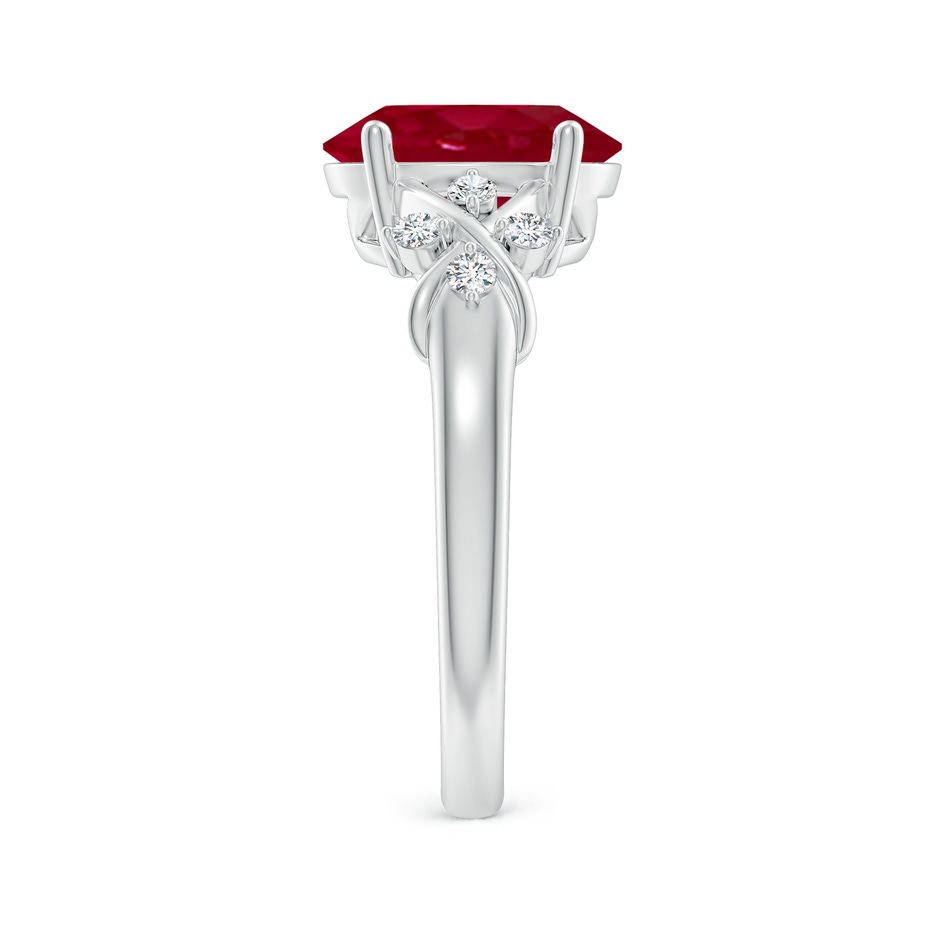 10x8mm AA Solitaire Oval Ruby Criss Cross Ring with Diamonds in White Gold side 299