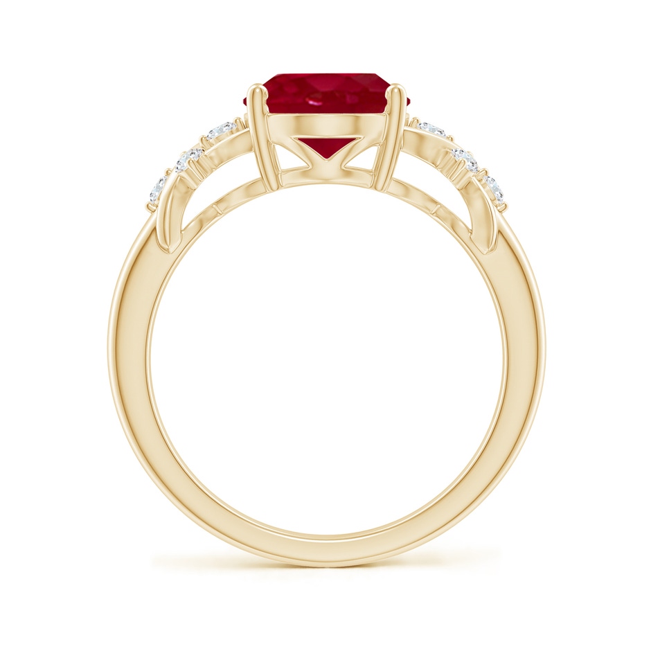 10x8mm AA Solitaire Oval Ruby Criss Cross Ring with Diamonds in Yellow Gold side 199