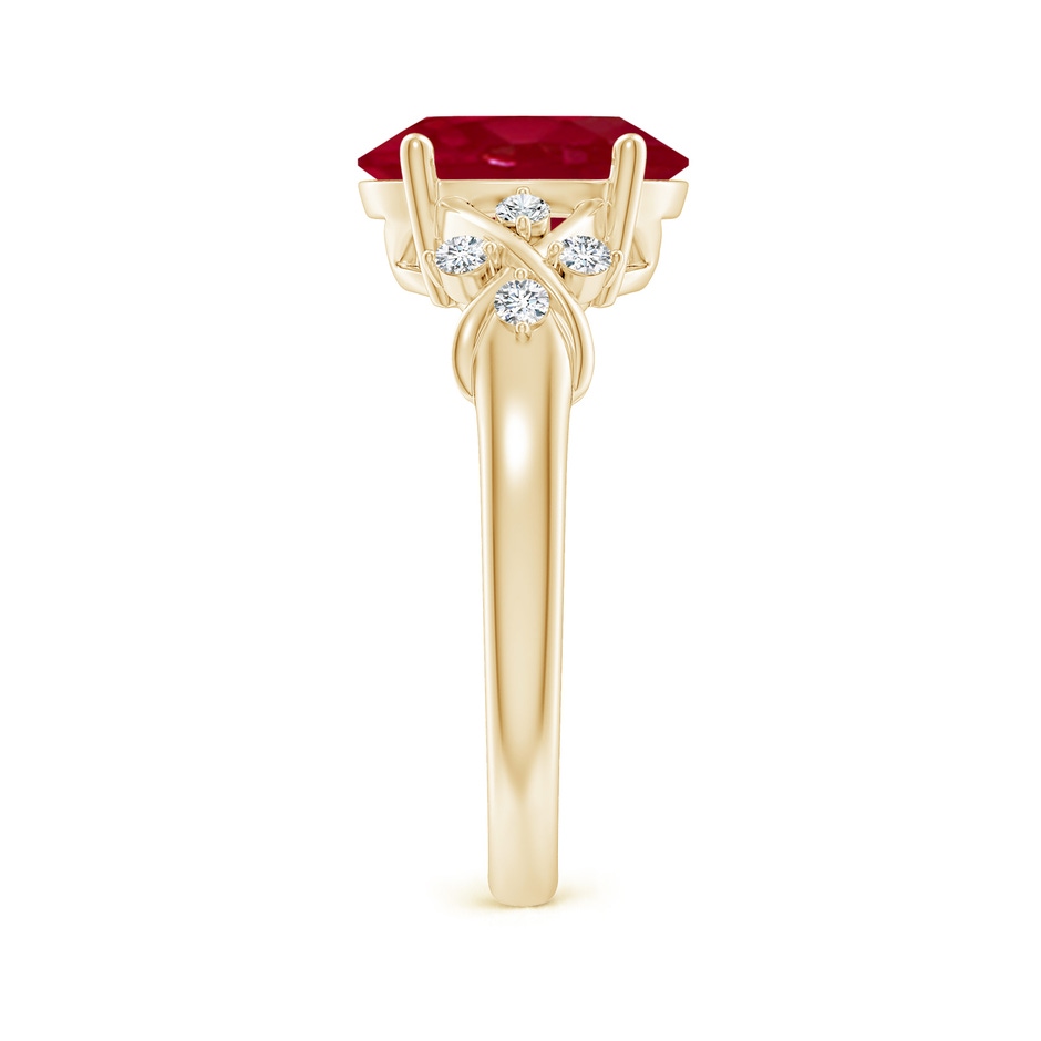 10x8mm AA Solitaire Oval Ruby Criss Cross Ring with Diamonds in Yellow Gold side 299
