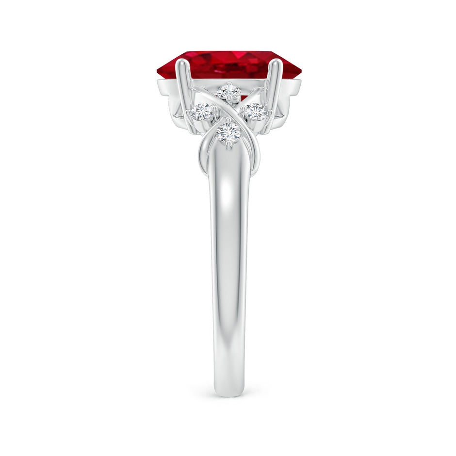 10x8mm AAA Solitaire Oval Ruby Criss Cross Ring with Diamonds in P950 Platinum side 299