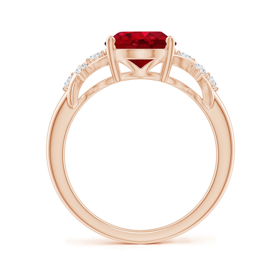 10x8mm AAA Solitaire Oval Ruby Criss Cross Ring with Diamonds in Rose Gold side 199
