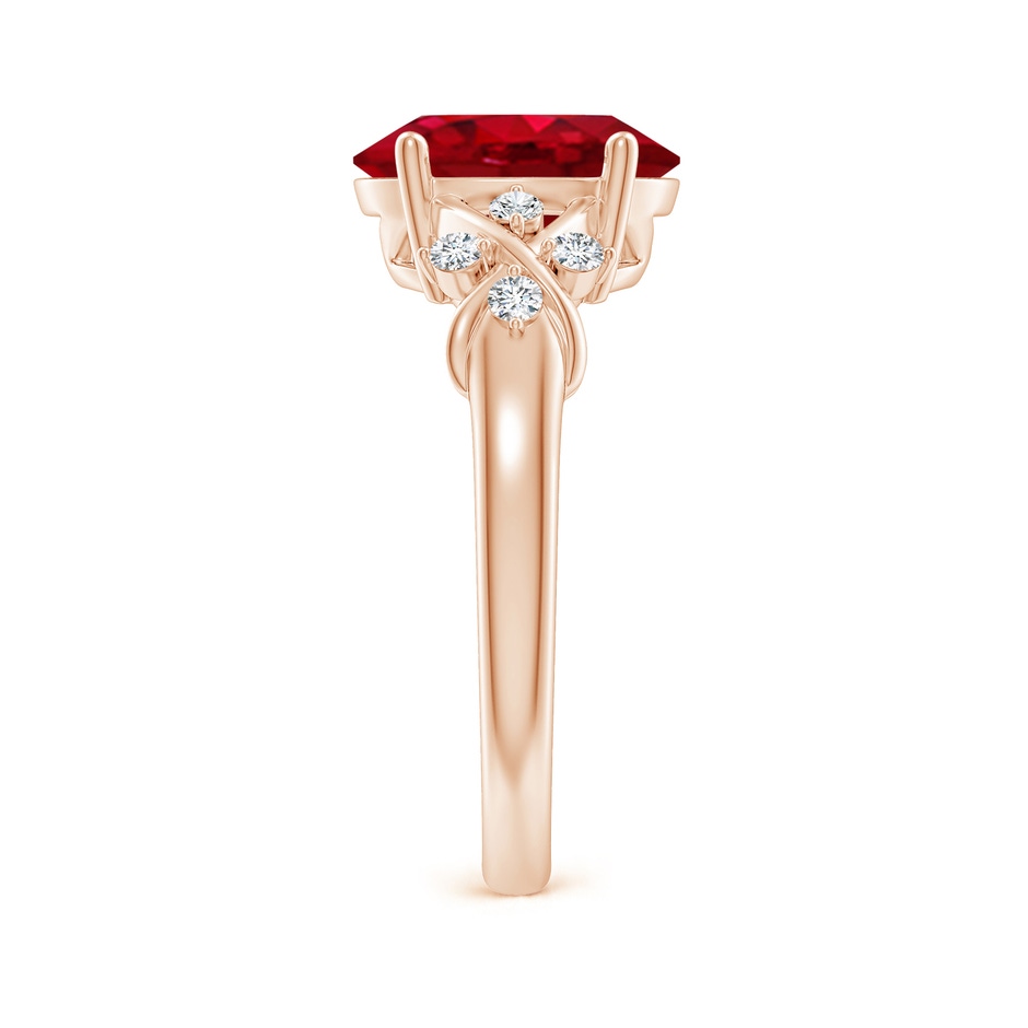10x8mm AAA Solitaire Oval Ruby Criss Cross Ring with Diamonds in Rose Gold side 299