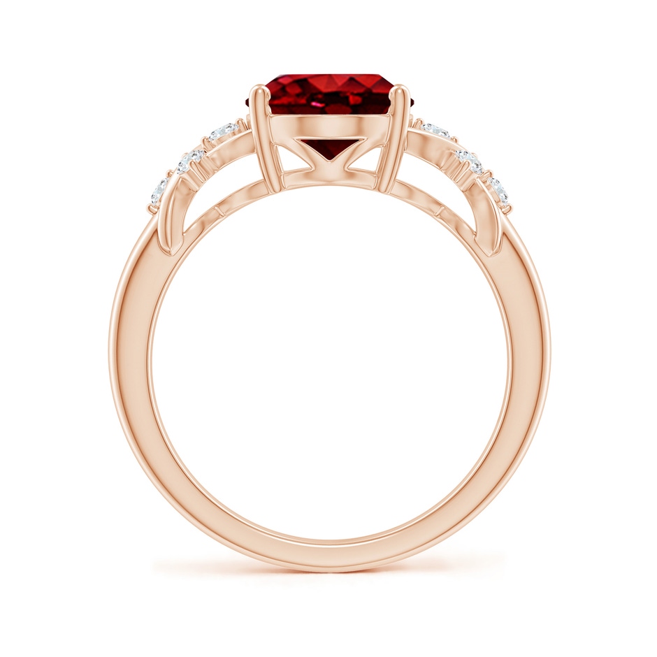 10x8mm AAAA Solitaire Oval Ruby Criss Cross Ring with Diamonds in Rose Gold side 199
