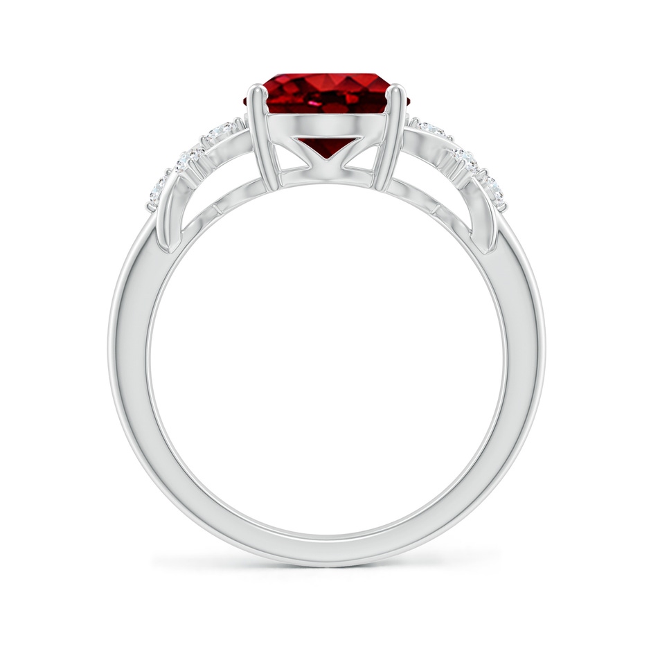10x8mm AAAA Solitaire Oval Ruby Criss Cross Ring with Diamonds in White Gold side 199