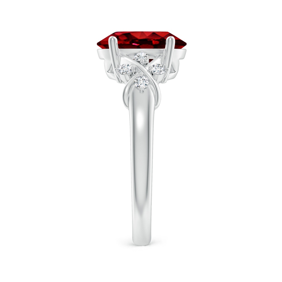 10x8mm AAAA Solitaire Oval Ruby Criss Cross Ring with Diamonds in White Gold side 299