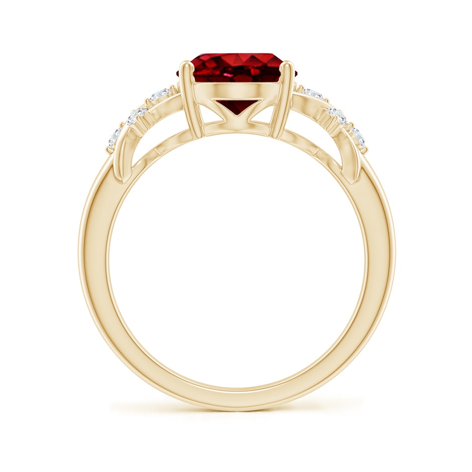 10x8mm AAAA Solitaire Oval Ruby Criss Cross Ring with Diamonds in Yellow Gold side 199