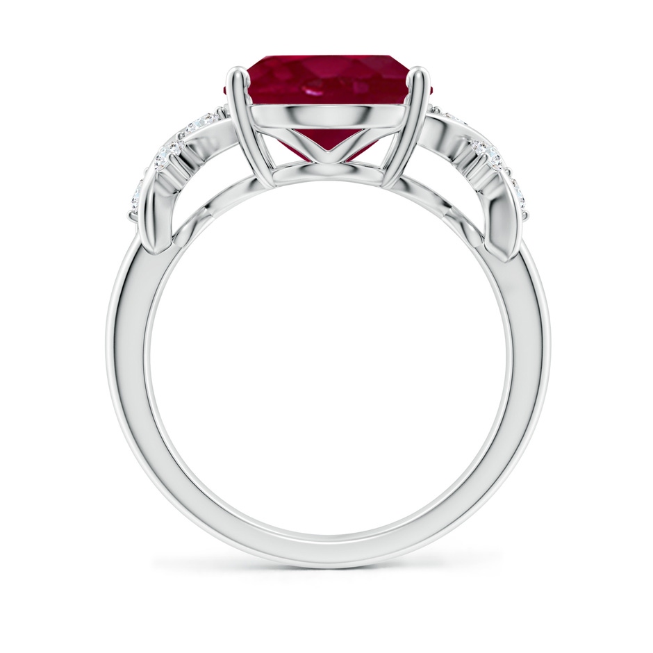 12x10mm A Solitaire Oval Ruby Criss Cross Ring with Diamonds in P950 Platinum side 199