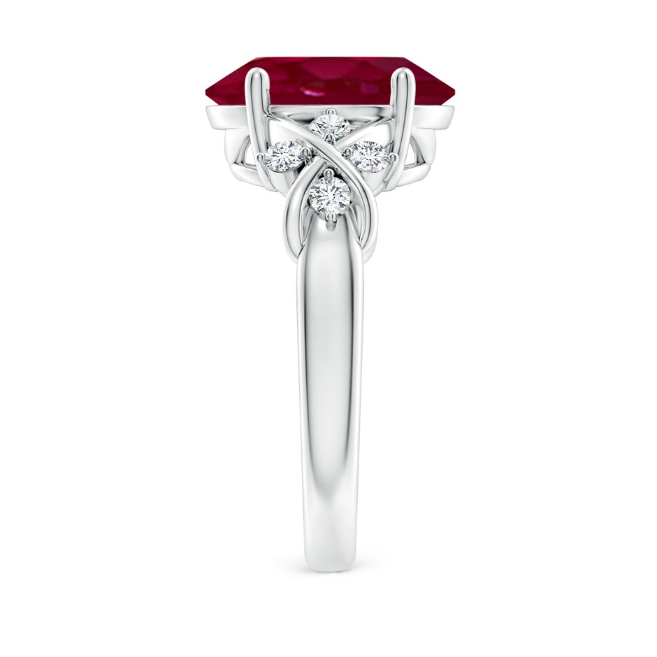 12x10mm A Solitaire Oval Ruby Criss Cross Ring with Diamonds in P950 Platinum side 299