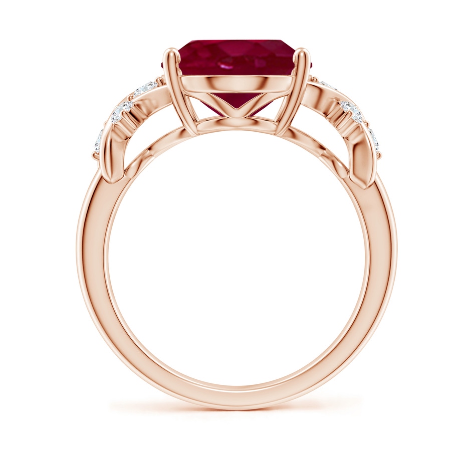 12x10mm A Solitaire Oval Ruby Criss Cross Ring with Diamonds in Rose Gold side 199