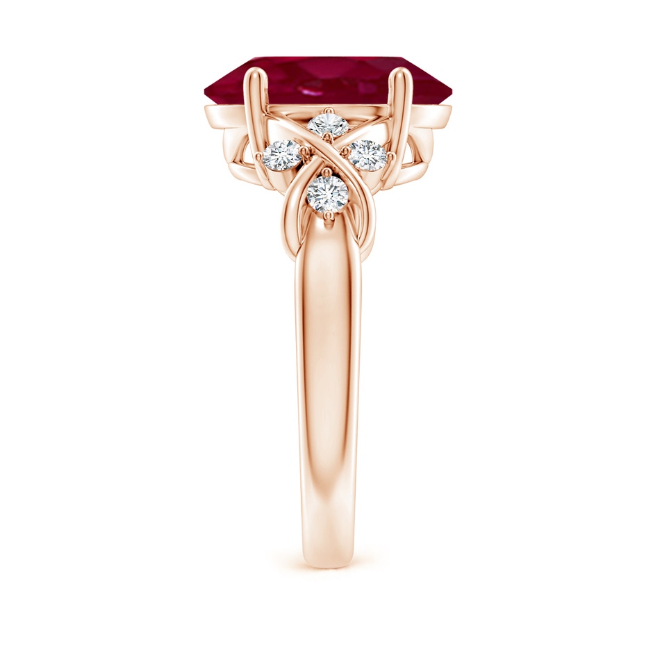 12x10mm A Solitaire Oval Ruby Criss Cross Ring with Diamonds in Rose Gold side 299