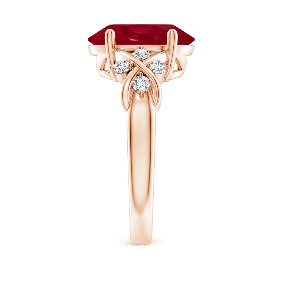 12x10mm AA Solitaire Oval Ruby Criss Cross Ring with Diamonds in Rose Gold side 299