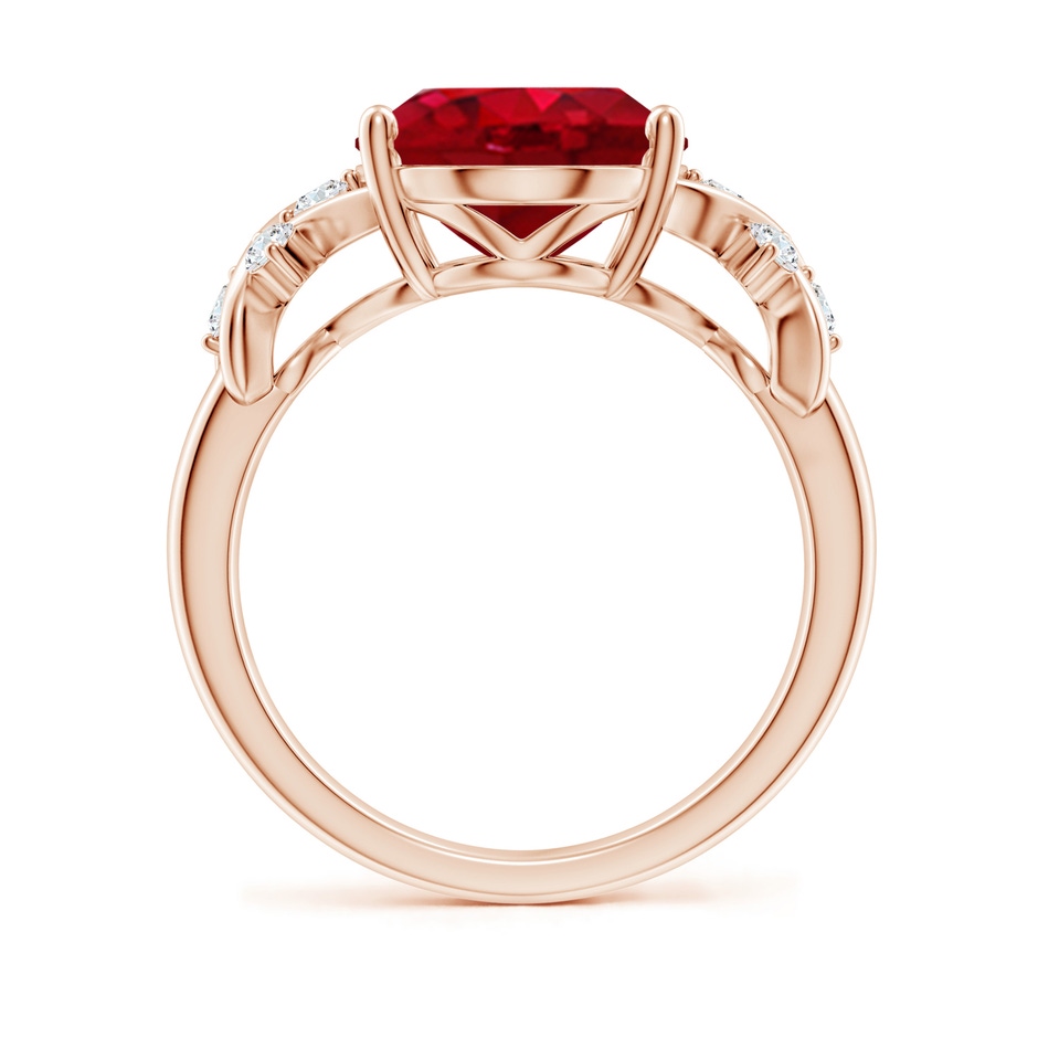 12x10mm AAA Solitaire Oval Ruby Criss Cross Ring with Diamonds in Rose Gold side 199