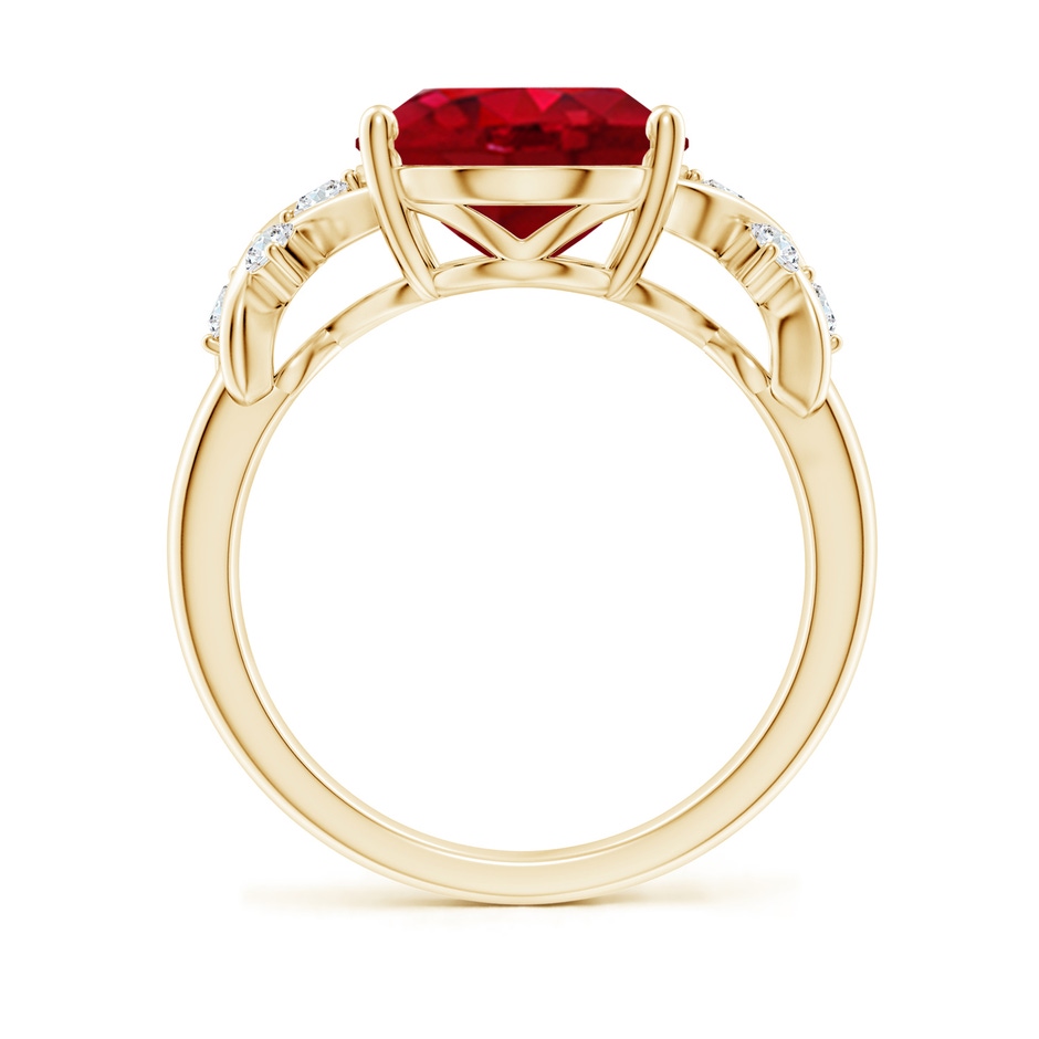 12x10mm AAA Solitaire Oval Ruby Criss Cross Ring with Diamonds in Yellow Gold side 199