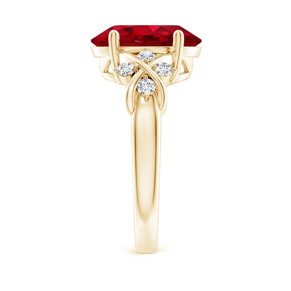 12x10mm AAA Solitaire Oval Ruby Criss Cross Ring with Diamonds in Yellow Gold side 299