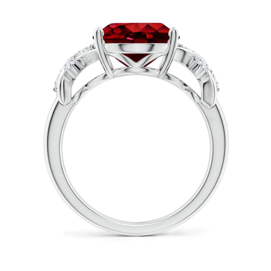 12x10mm AAAA Solitaire Oval Ruby Criss Cross Ring with Diamonds in P950 Platinum side 199