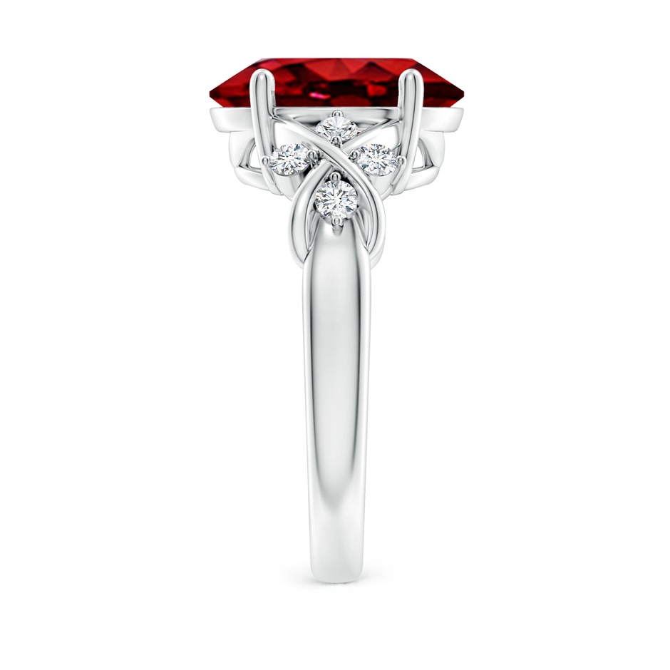 12x10mm AAAA Solitaire Oval Ruby Criss Cross Ring with Diamonds in P950 Platinum side 299