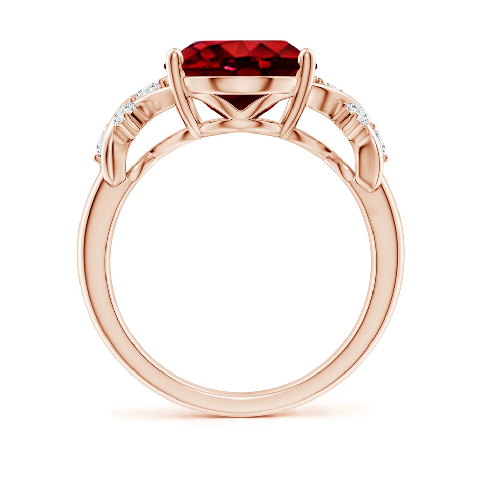12x10mm AAAA Solitaire Oval Ruby Criss Cross Ring with Diamonds in Rose Gold side 199