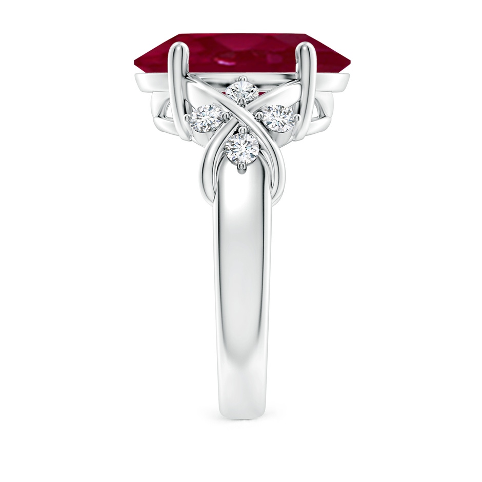 14x10mm A Solitaire Oval Ruby Criss Cross Ring with Diamonds in P950 Platinum side 299