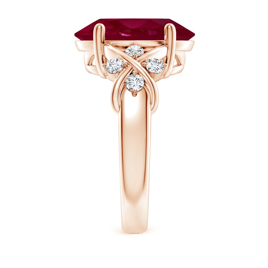 14x10mm A Solitaire Oval Ruby Criss Cross Ring with Diamonds in Rose Gold side 299