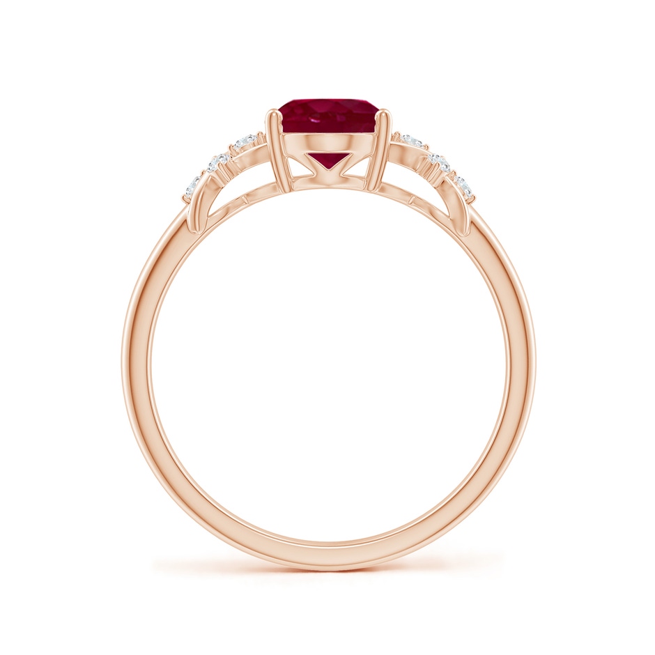 8x6mm A Solitaire Oval Ruby Criss Cross Ring with Diamonds in Rose Gold side 199