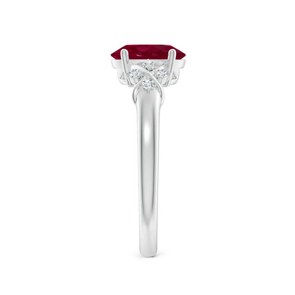 8x6mm A Solitaire Oval Ruby Criss Cross Ring with Diamonds in White Gold side 299
