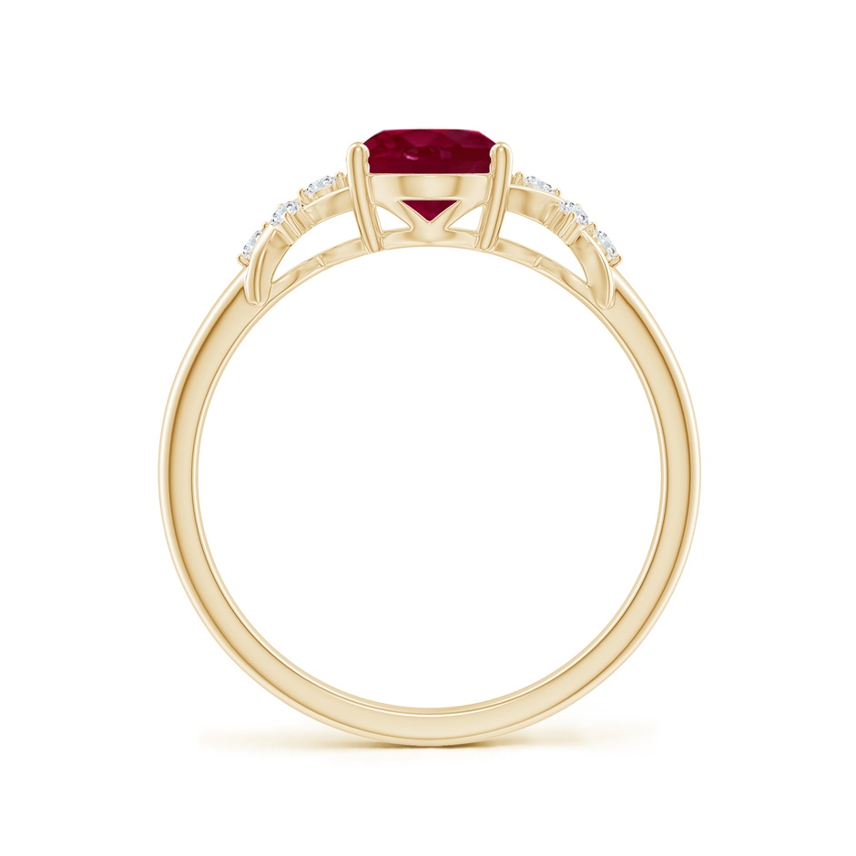 8x6mm A Solitaire Oval Ruby Criss Cross Ring with Diamonds in Yellow Gold side 199