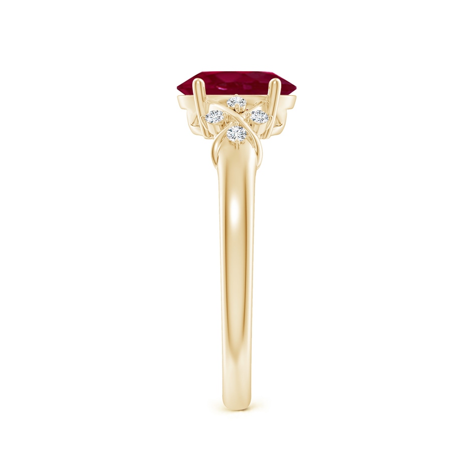 8x6mm A Solitaire Oval Ruby Criss Cross Ring with Diamonds in Yellow Gold side 299