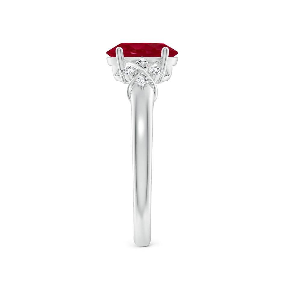 8x6mm AA Solitaire Oval Ruby Criss Cross Ring with Diamonds in White Gold side 299