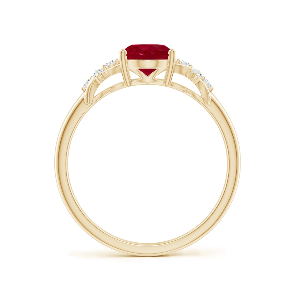 8x6mm AA Solitaire Oval Ruby Criss Cross Ring with Diamonds in Yellow Gold side 199