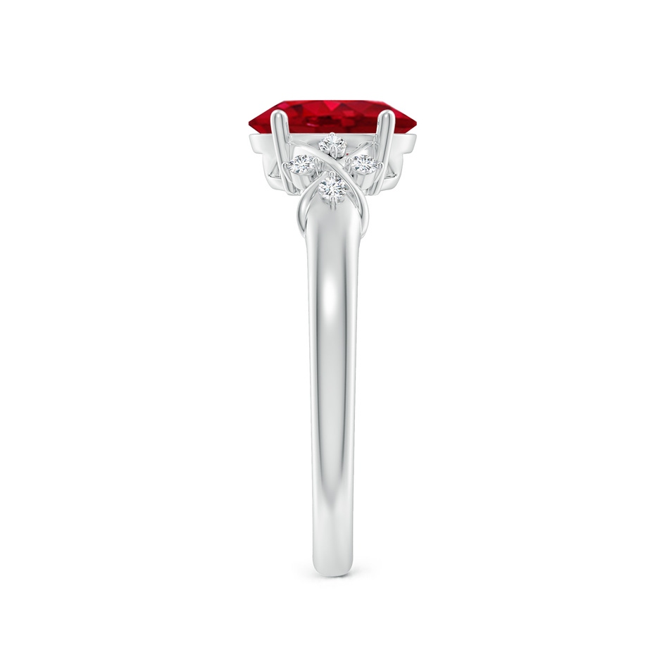8x6mm AAA Solitaire Oval Ruby Criss Cross Ring with Diamonds in White Gold side 299