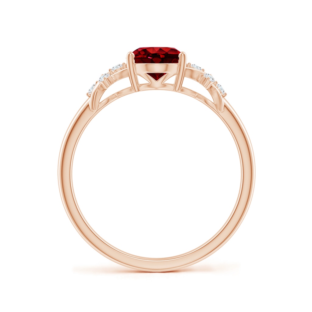 8x6mm AAAA Solitaire Oval Ruby Criss Cross Ring with Diamonds in Rose Gold - side 199