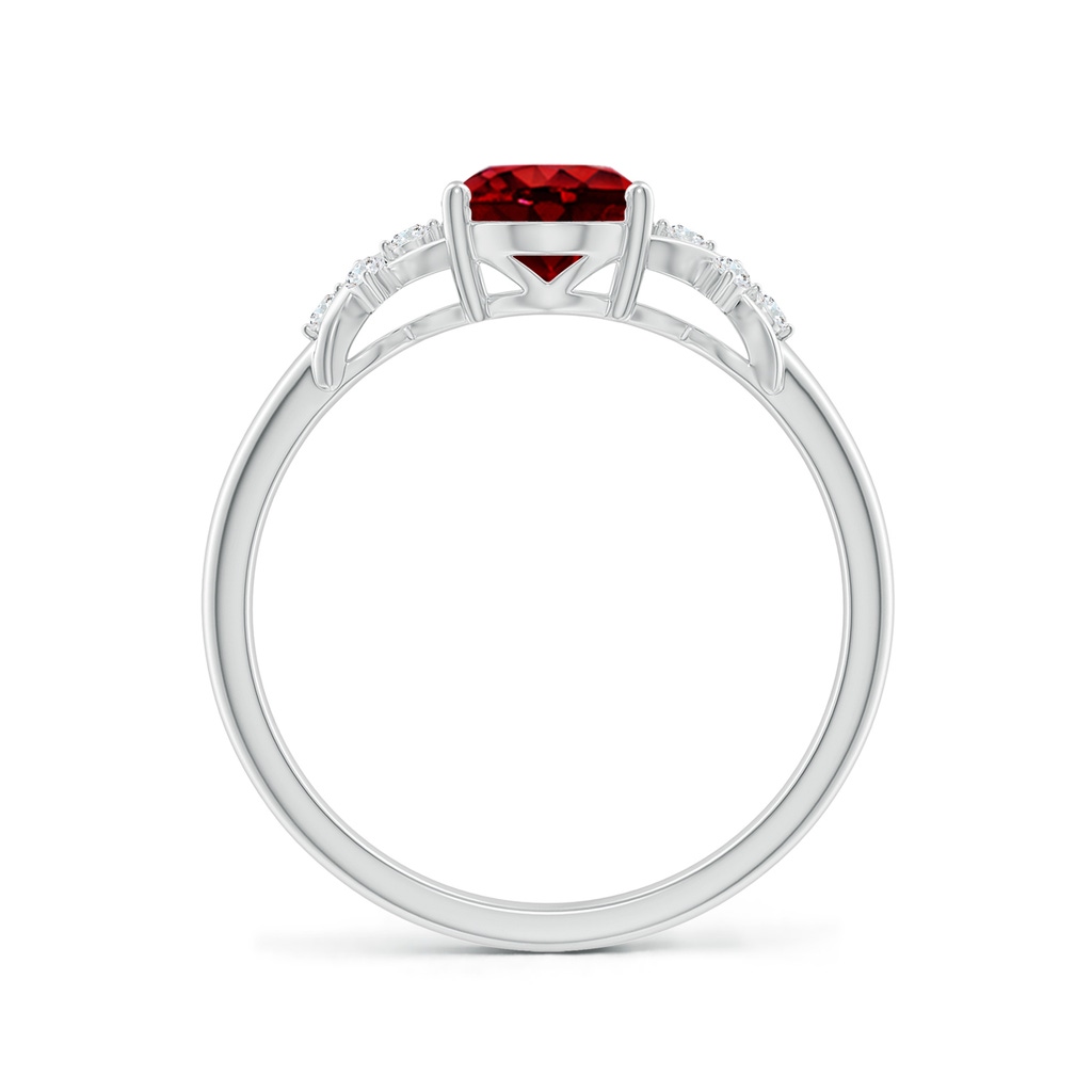 8x6mm AAAA Solitaire Oval Ruby Criss Cross Ring with Diamonds in White Gold - side 199
