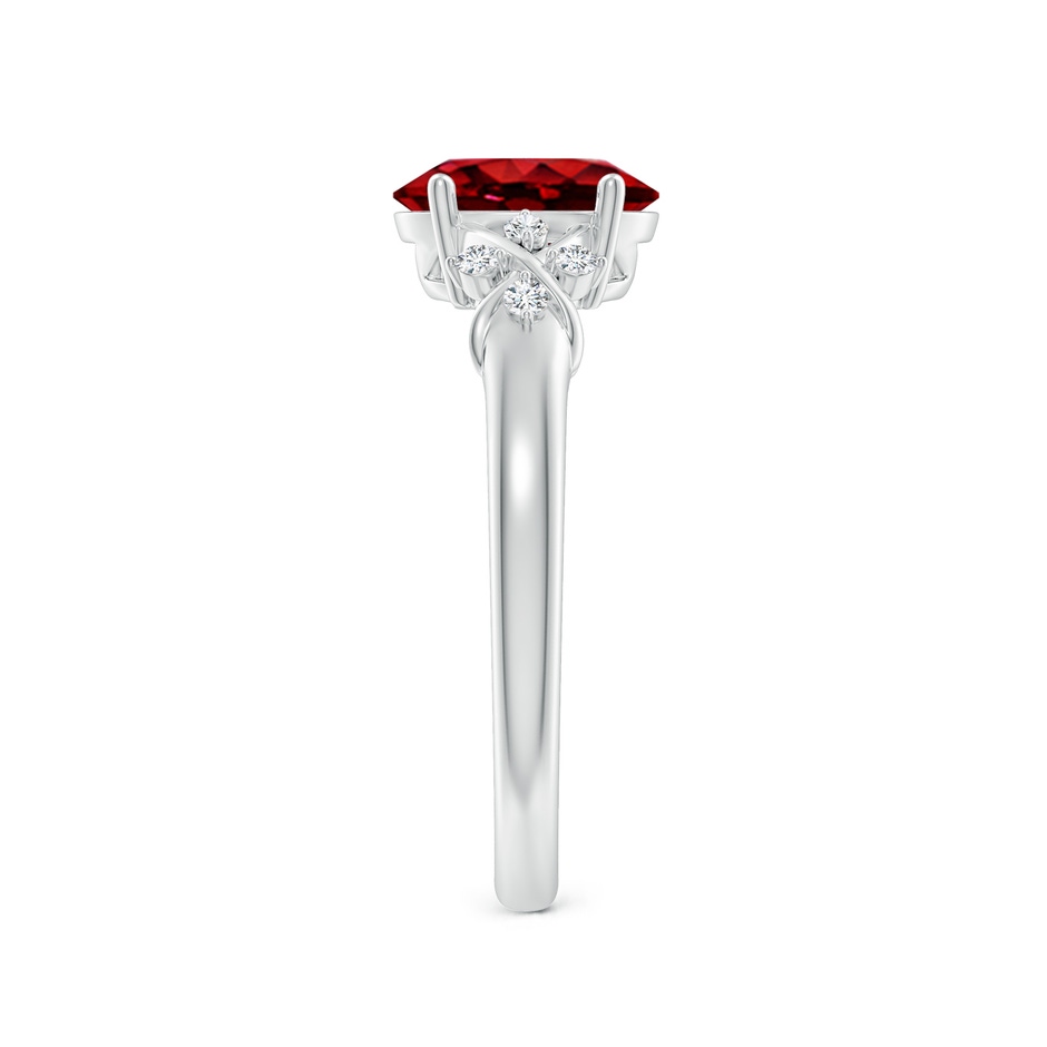 8x6mm AAAA Solitaire Oval Ruby Criss Cross Ring with Diamonds in White Gold side 299