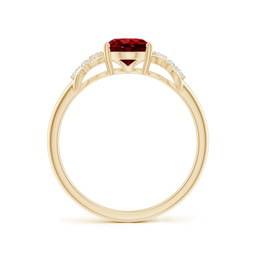 8x6mm AAAA Solitaire Oval Ruby Criss Cross Ring with Diamonds in Yellow Gold - side 199