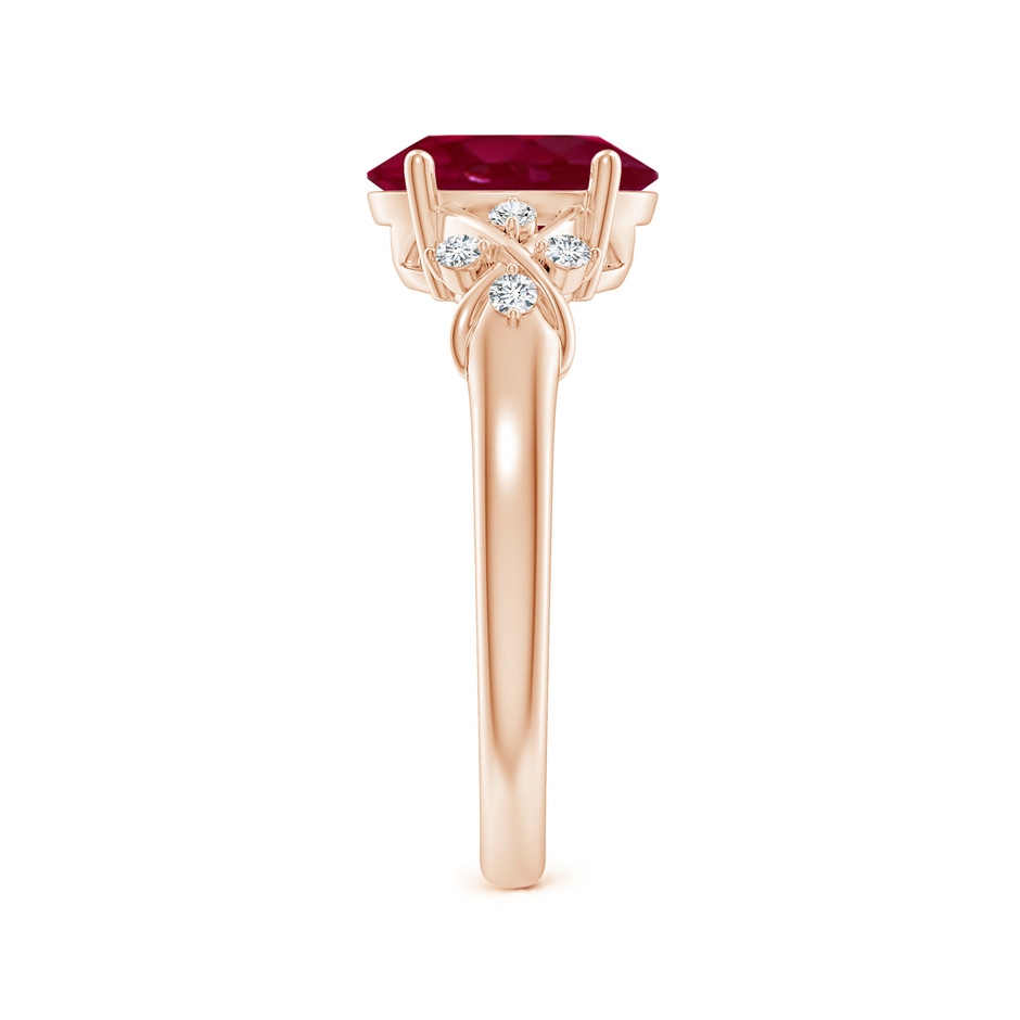 9x7mm A Solitaire Oval Ruby Criss Cross Ring with Diamonds in Rose Gold side 299
