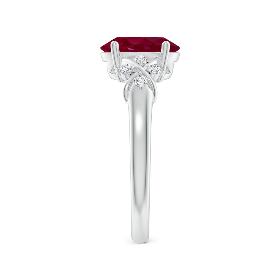 9x7mm A Solitaire Oval Ruby Criss Cross Ring with Diamonds in White Gold side 299