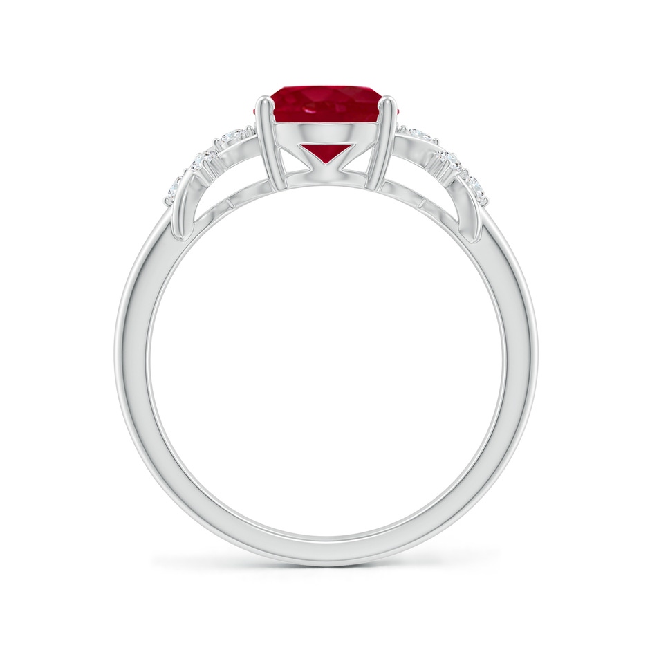 9x7mm AA Solitaire Oval Ruby Criss Cross Ring with Diamonds in White Gold side 199