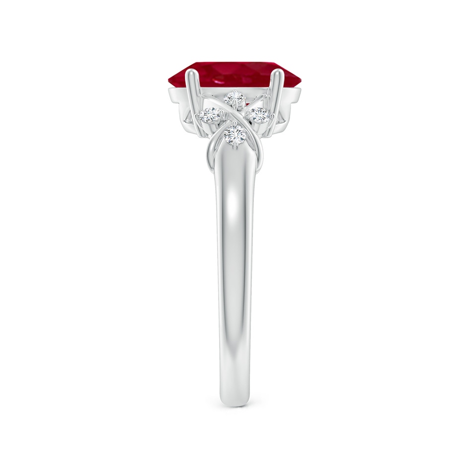 9x7mm AA Solitaire Oval Ruby Criss Cross Ring with Diamonds in White Gold side 299