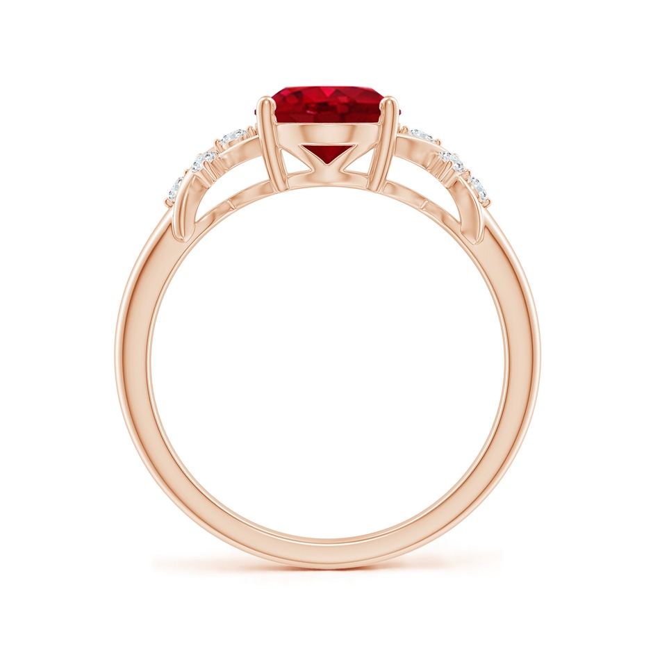 9x7mm AAA Solitaire Oval Ruby Criss Cross Ring with Diamonds in Rose Gold side 199