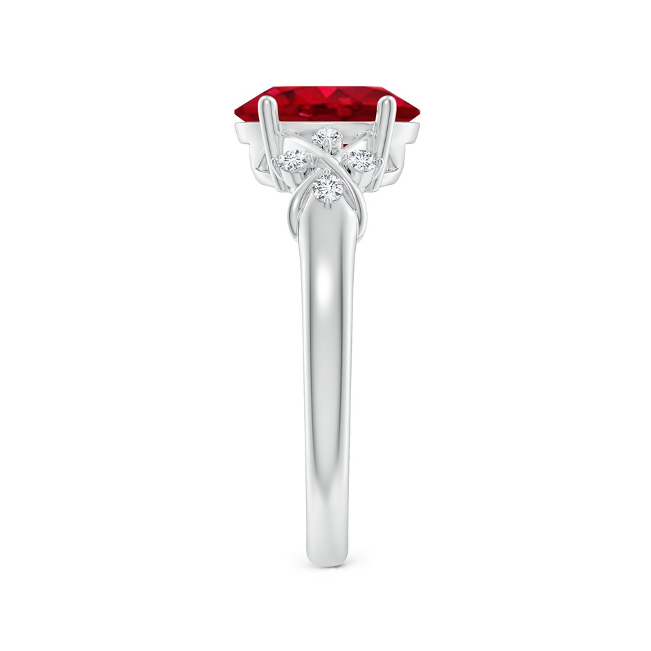 9x7mm AAA Solitaire Oval Ruby Criss Cross Ring with Diamonds in White Gold side 299