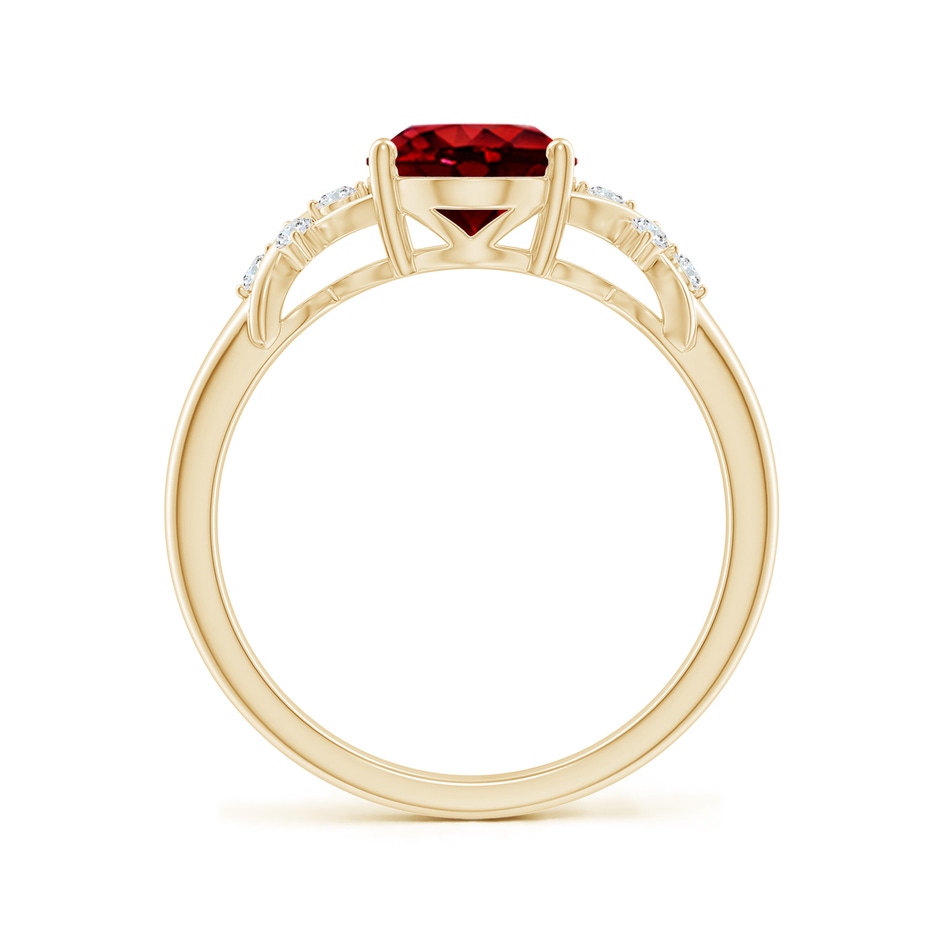 9x7mm AAAA Solitaire Oval Ruby Criss Cross Ring with Diamonds in 10K Yellow Gold side 199