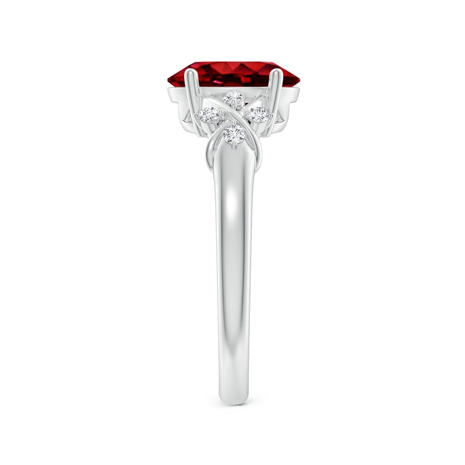 9x7mm AAAA Solitaire Oval Ruby Criss Cross Ring with Diamonds in White Gold side 299