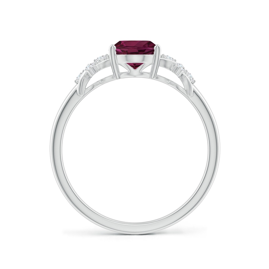8x6mm AA Solitaire Oval Rhodolite Criss Cross Ring with Diamonds in White Gold side-1